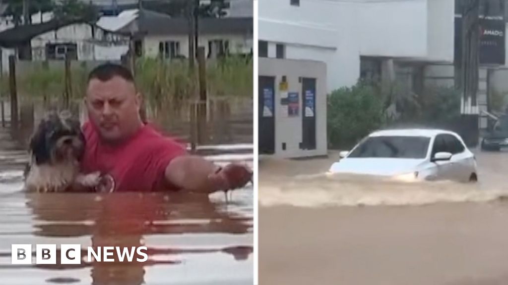 Homes and roads swamped by Brazil floodwaters